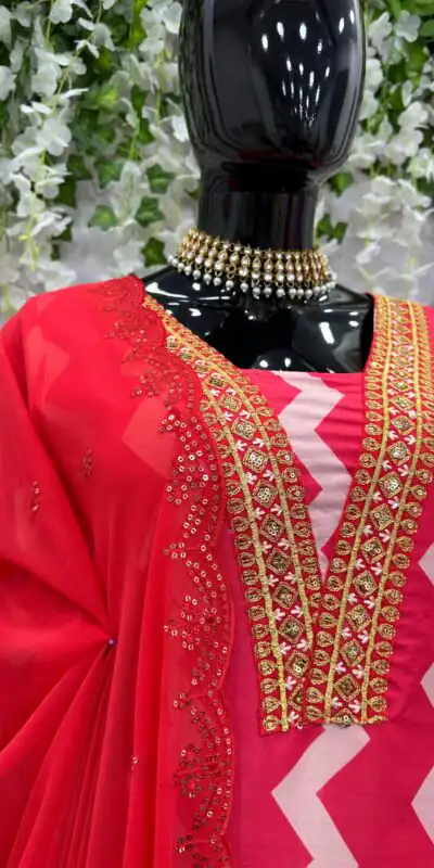 FC 5683 Pink Maslin Digital Print Thread Sequence Kurti thread Work Dupatta Wedding, Party, Festive, Events Etc. Expected Delivery 4-6 Working Days @1849/- | Kurti, Bollywood Kurti, Creative Kurtis, Designer Kurti, Party Wear Kurti, Selfie Kurti