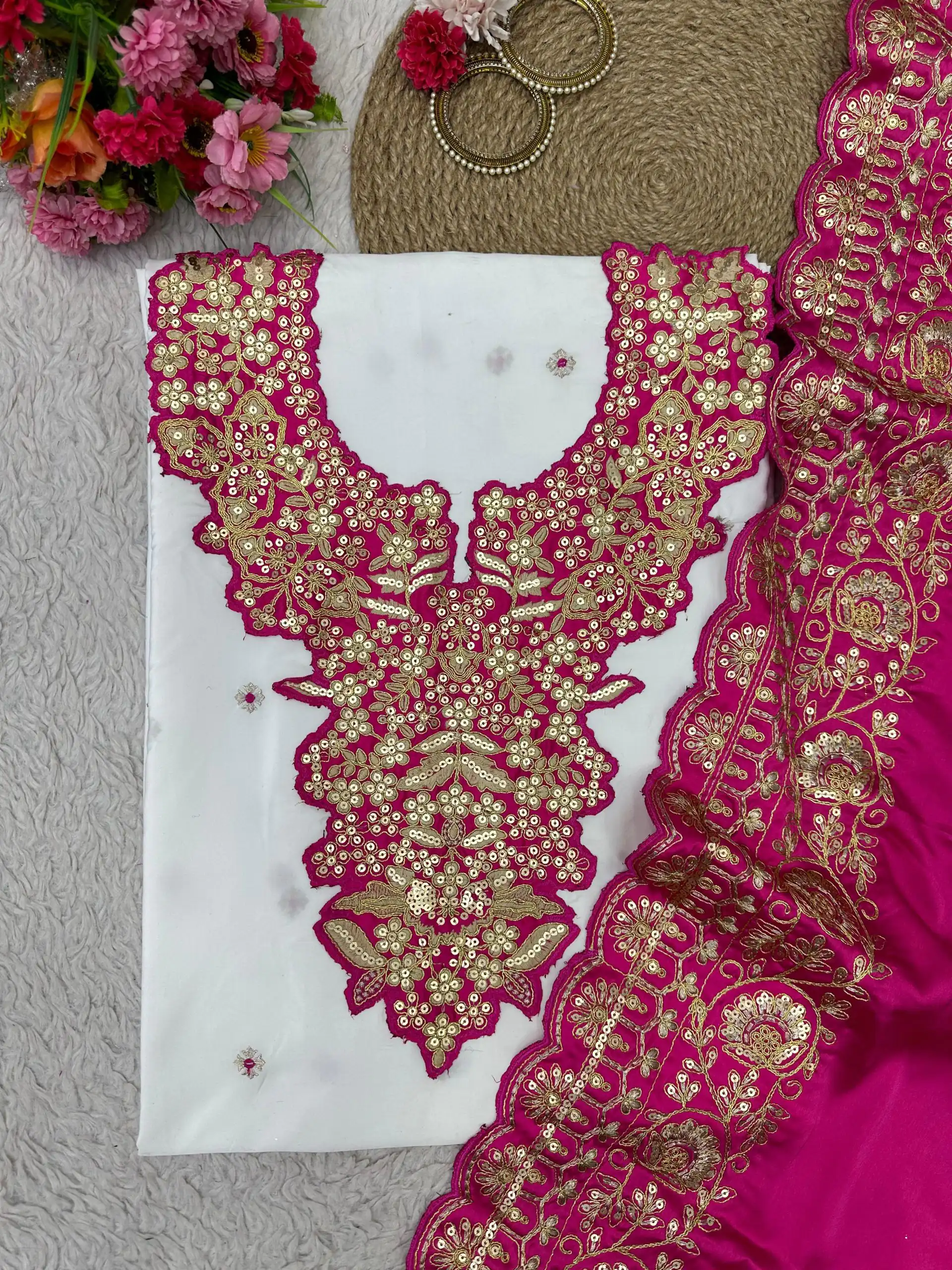 KD 1447 White & Pink Color Silk Thread Sequence Salwar Suit Casual, Party, Wedding, Festive, Events Etc.  Expected Delivery 4-6 Working Days @1849/- | Salwar suit, Designer Suits, Casual Suits, Creative suits, Party Wear Suits, Patiala Suits, Straight Suits