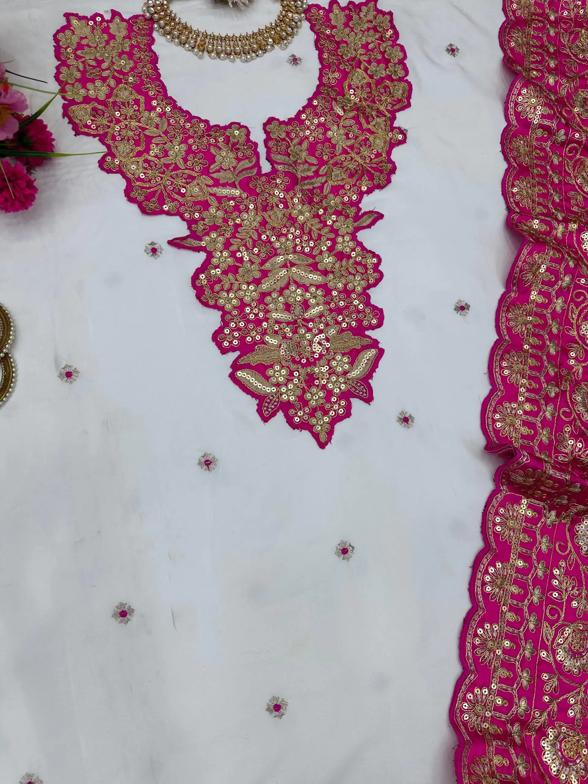 KD 1447 White & Pink Color Silk Thread Sequence Salwar Suit Casual, Party, Wedding, Festive, Events Etc.  Expected Delivery 4-6 Working Days @1849/- | Salwar suit, Designer Suits, Casual Suits, Creative suits, Party Wear Suits, Patiala Suits, Straight Suits