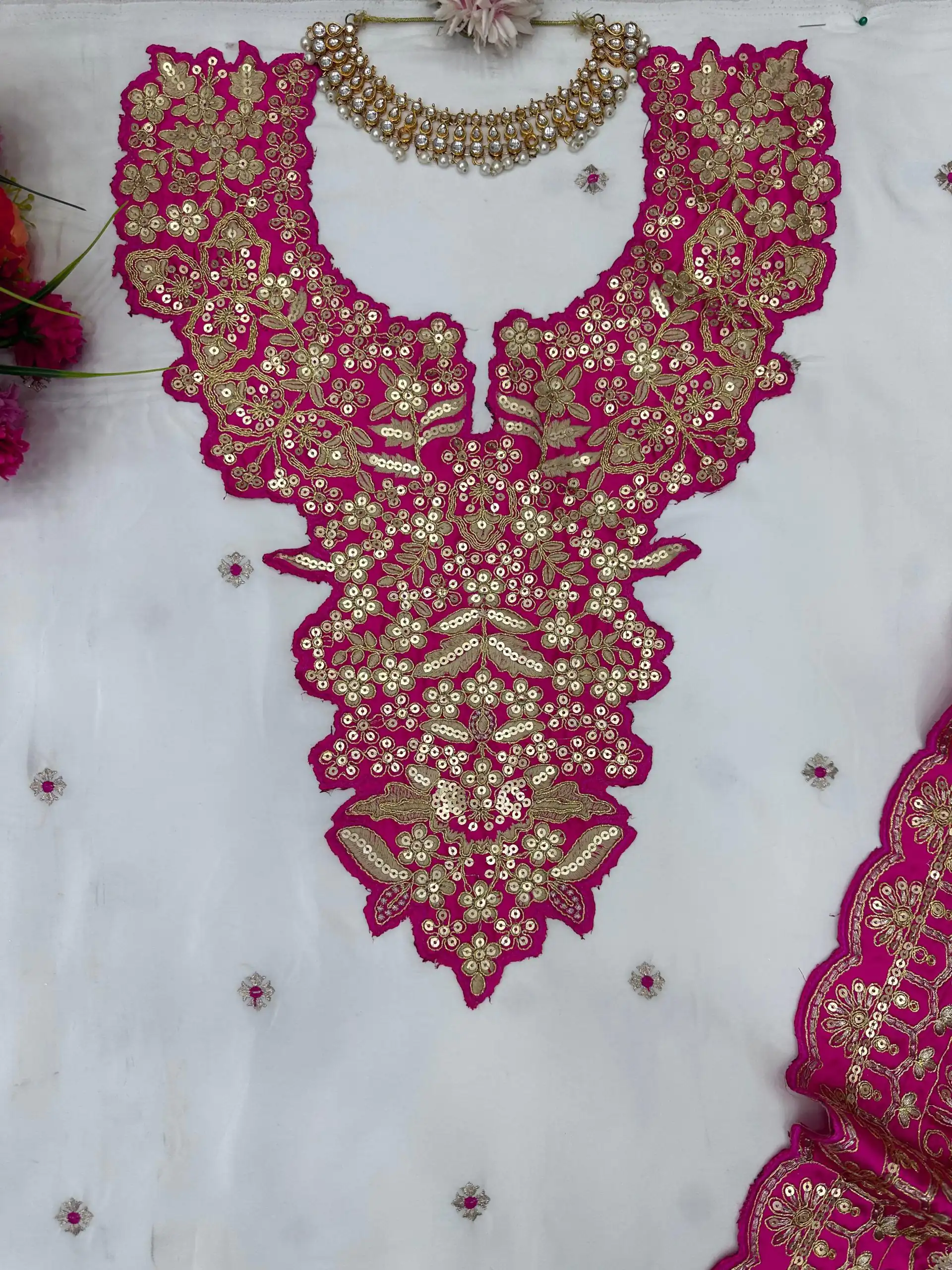 KD 1447 White & Pink Color Silk Thread Sequence Salwar Suit Casual, Party, Wedding, Festive, Events Etc.  Expected Delivery 4-6 Working Days @1849/- | Salwar suit, Designer Suits, Casual Suits, Creative suits, Party Wear Suits, Patiala Suits, Straight Suits