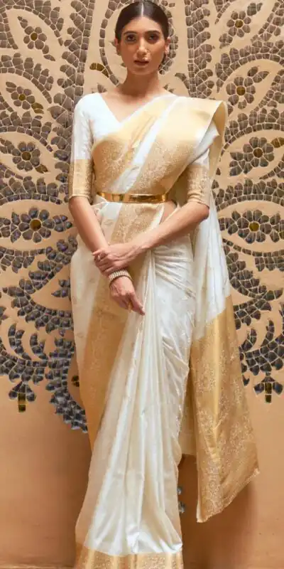 MB™️ 3213 Off White Color Soft Kanjivaram Pattu Jacquard Silk Saree Gold ,Silver Zari Weaving Casual, Party Wear, Festival, Events, . 4-6 Working Days @1499 | Sarees, Bollywood Sarees, Creative Sarees, Designer Sarees, Embroidered Sarees, Ethnic Saree, Modern Digital sarees, Party Wear Sarees