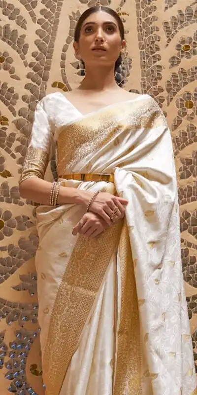 MB™️  3213 Off White Color Soft Kanjivaram Pattu Jacquard Silk Saree Gold ,Silver Zari Weaving Casual, Party Wear, Festival, Events, . 4-6 Working Days @1499 | Sarees, Bollywood Sarees, Creative Sarees, Designer Sarees, Embroidered Sarees, Ethnic Saree, Modern Digital sarees, Party Wear Sarees