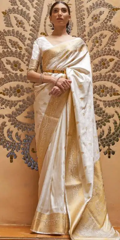 MB™️  3213 Off White Color Soft Kanjivaram Pattu Jacquard Silk Saree Gold ,Silver Zari Weaving Casual, Party Wear, Festival, Events, . 4-6 Working Days @1499 | Sarees, Bollywood Sarees, Creative Sarees, Designer Sarees, Embroidered Sarees, Ethnic Saree, Modern Digital sarees, Party Wear Sarees