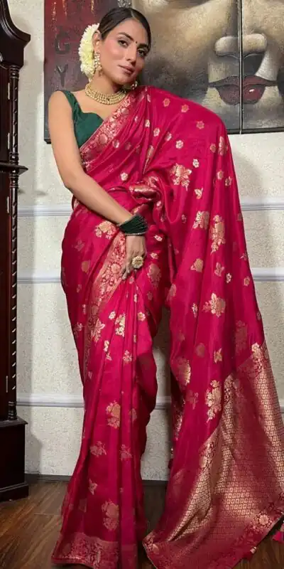 DDF 129 Pink Color Banarasi Soft Silk Extra Ordinary Design Saree Casual, Party Wear, Events, Festivals Etc. Expected Delivery 4-6 Working Days 1449/- | Sarees, Bollywood Sarees, Creative Sarees, Designer Sarees, Embroidered Sarees, Ethnic Saree, Modern Digital sarees, Party Wear Sarees