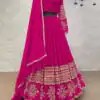 Graceful Pink Color Georgette Embroidery Sequins Lehenga Choli