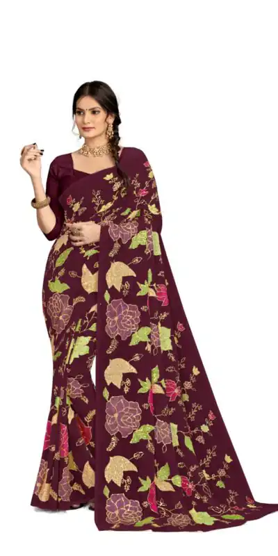 KT 248 Purple Color Georgette Fancy Thread & Sequence Saree Casual, Party Wear, Wedding Expected Delivery 4-6 Working Days@1799/- | Sarees, Bollywood Sarees, Creative Sarees, Designer Sarees, Embroidered Sarees, Party Wear Sarees