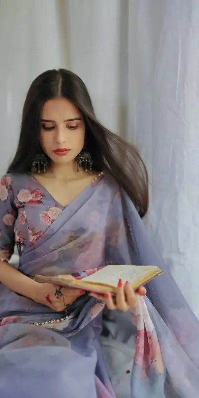 YNF7007 Violet Color Georgette Printed with pearl lace border Saree Casual, Party Wear, Wedding, Events Etc. Expected Delivery 4-6 Working Days @1499/- | Sarees, Bollywood Sarees, Creative Sarees, Designer Sarees, Embroidered Sarees, Ethnic Saree, Modern Digital sarees, Party Wear Sarees