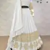 RC Butta Gold White Color Heavy Georgette Embroidery Sequins Lehenga Choli Casual, Party Wedding, Festive, Events Etc. Delivery  4-6 Working Days 1699/- | Lehenga, Bollywood Lehenga, Creative Lehenga, Designer Lehenga, Embroidered Lehenga, Party Wear Lehenga