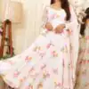 Graceful White Georgette Embroidered Swarovski Anarkali Suit