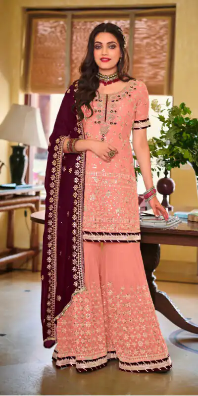 DS 1364 Light Pink Color Faux Georgette Embroidery Work Salwar Suit Wedding, Party, Festive, Events Expected Delivery 4-6 Working Days @ 2299/- | Jump Suits, Salwar suit, Designer Suits, Casual Suits, Creative suits, Palazzo Suits, Party Wear Suits, Patiala Suits, Straight Suits