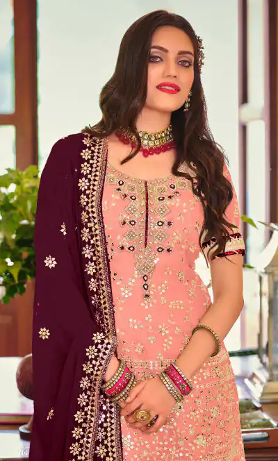DS 1364 Light Pink Color Faux Georgette Embroidery Work Salwar Suit Wedding, Party, Festive, Events Expected Delivery 4-6 Working Days @ 2299/- | Jump Suits, Salwar suit, Designer Suits, Casual Suits, Creative suits, Palazzo Suits, Party Wear Suits, Patiala Suits, Straight Suits