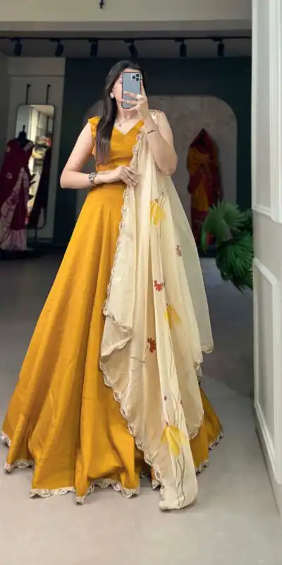 LNB1004 Mustard Color Polyester Viscose Chadri Lehenga Choli Gotta Patti Lace Festive Party Wedding, Events etc. Delivery 4-6 Working Days @2349/- | Lehenga, Bollywood Lehenga, Creative Lehenga, Designer Lehenga, Embroidered Lehenga, Party Wear Lehenga