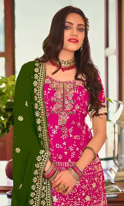 DS 1364 Pink Color Faux Georgette Embroidery Work Salwar Suit Wedding, Party, Festive, Events Expected Delivery 4-6 Working Days @ 2299/- | Jump Suits, Salwar suit, Designer Suits, Casual Suits, Creative suits, Palazzo Suits, Party Wear Suits, Patiala Suits, Straight Suits