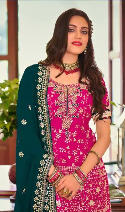 DS 1364 Pink Color Faux Georgette Embroidery Work Salwar Suit Wedding, Party, Festive, Events Expected Delivery 4-6 Working Days @ 2299/- | Jump Suits, Salwar suit, Designer Suits, Casual Suits, Creative suits, Palazzo Suits, Party Wear Suits, Patiala Suits, Straight Suits