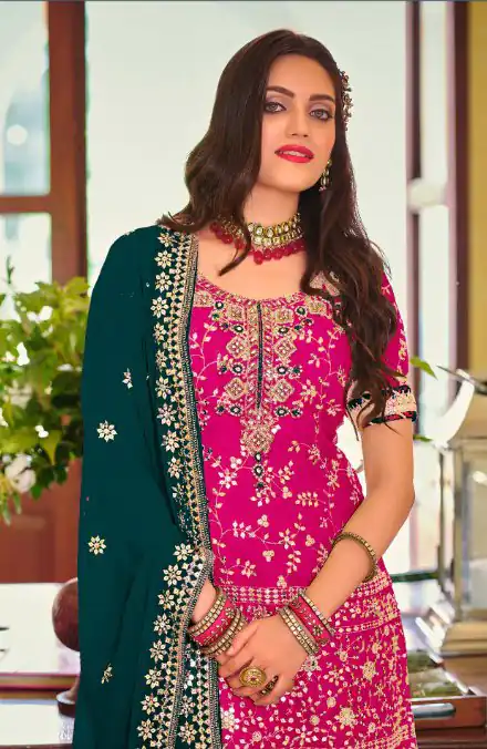 DS 1364 Pink Color Faux Georgette Embroidery Work Salwar Suit Wedding, Party, Festive, Events Expected Delivery 4-6 Working Days @ 2299/- | Jump Suits, Salwar suit, Designer Suits, Casual Suits, Creative suits, Palazzo Suits, Party Wear Suits, Patiala Suits, Straight Suits