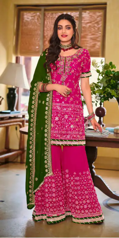 DS 1364 Pink Color Faux Georgette Embroidery Work Salwar Suit Wedding, Party, Festive, Events Expected Delivery 4-6 Working Days @ 2299/- | Jump Suits, Salwar suit, Designer Suits, Casual Suits, Creative suits, Palazzo Suits, Party Wear Suits, Patiala Suits, Straight Suits