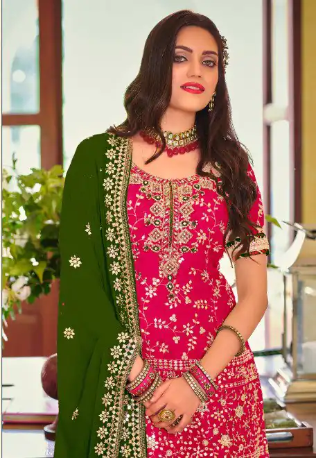 DS 1364 Red Color Faux Georgette Embroidery Work Salwar Suit Wedding, Party, Festive, Events Expected Delivery 4-6 Working Days @ 2299/- | Jump Suits, Salwar suit, Designer Suits, Casual Suits, Creative suits, Palazzo Suits, Party Wear Suits, Patiala Suits, Straight Suits