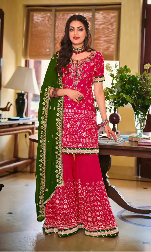 DS 1364 Red Color Faux Georgette Embroidery Work Salwar Suit Wedding, Party, Festive, Events Expected Delivery 4-6 Working Days @ 2299/- | Jump Suits, Salwar suit, Designer Suits, Casual Suits, Creative suits, Palazzo Suits, Party Wear Suits, Patiala Suits, Straight Suits