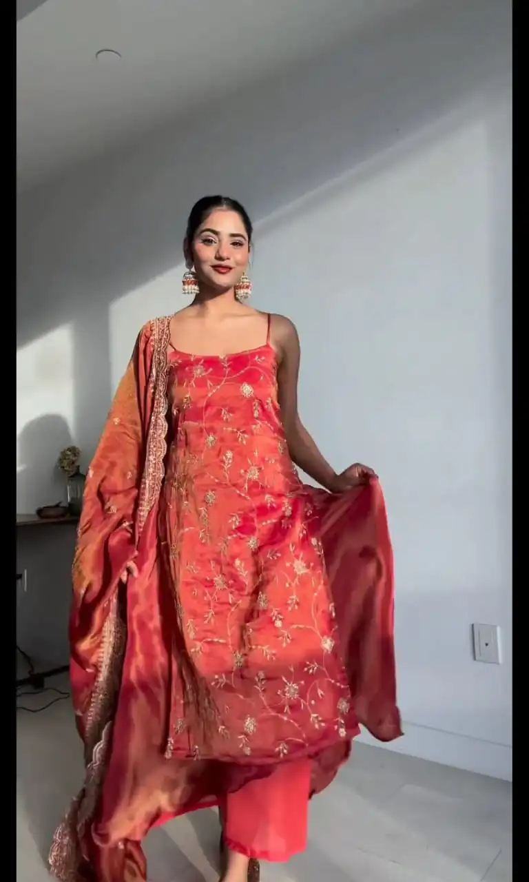 KD 1435 Red Color Jimmy Chu Thread & Sequence Work Salwar Suit Casual, Party, Festive, Events Wedding Etc.  Expected Delivery 4-6 Working Days @1999/- Only | Jump Suits, Salwar suit, Designer Suits, Casual Suits, Creative suits, Palazzo Suits, Party Wear Suits, Straight Suits