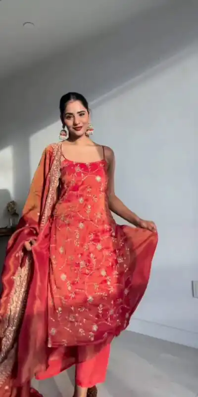 KD 1435 Red Color Jimmy Chu Thread & Sequence Work Salwar Suit Casual, Party, Festive, Events Wedding Etc.  Expected Delivery 4-6 Working Days @1999/- Only | Jump Suits, Salwar suit, Designer Suits, Casual Suits, Creative suits, Palazzo Suits, Party Wear Suits, Straight Suits