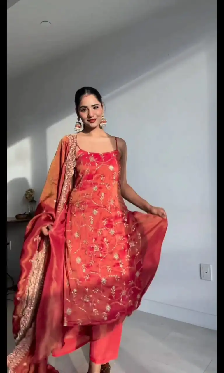 KD 1435 Red Color Jimmy Chu Thread & Sequence Work Salwar Suit Casual, Party, Festive, Events Wedding Etc.  Expected Delivery 4-6 Working Days @1999/- Only | Jump Suits, Salwar suit, Designer Suits, Casual Suits, Creative suits, Palazzo Suits, Party Wear Suits, Straight Suits