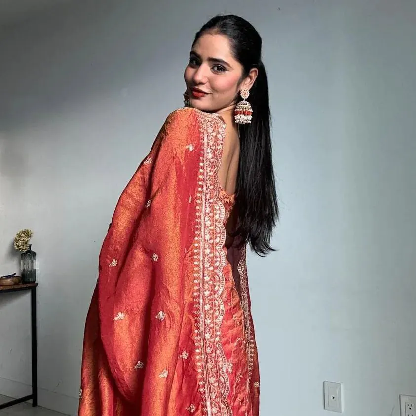 KD 1435 Red Color Jimmy Chu Thread & Sequence Work Salwar Suit Casual, Party, Festive, Events Wedding Etc.  Expected Delivery 4-6 Working Days @1999/- Only | Jump Suits, Salwar suit, Designer Suits, Casual Suits, Creative suits, Palazzo Suits, Party Wear Suits, Straight Suits