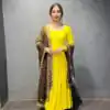 Grand Yellow Color Foix Georgette Thread Sequence Anarkali Suit