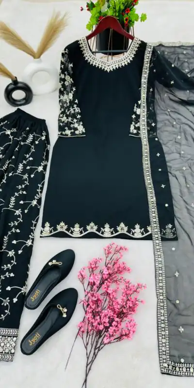 SRK 5135 Black Color Georgette Embroidery Sequence Salwar Suit Wedding, Party, Festive, Events Expected Delivery 4-6 Working Days @ 1999/- | Jump Suits, Salwar suit, Designer Suits, Casual Suits, Creative suits, Palazzo Suits, Party Wear Suits, Patiala Suits, Straight Suits