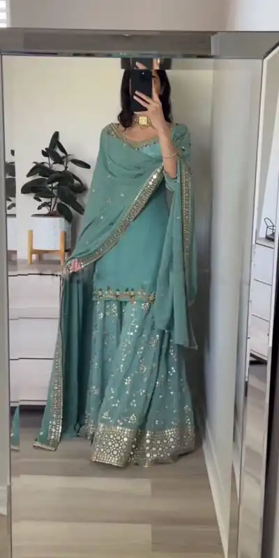 SRK 5135 Blue Color Georgette Embroidery Sequence Salwar Suit Wedding, Party, Festive, Events Expected Delivery 4-6 Working Days @ 1999/- | Jump Suits, Salwar suit, Designer Suits, Casual Suits, Creative suits, Palazzo Suits, Party Wear Suits, Patiala Suits, Straight Suits