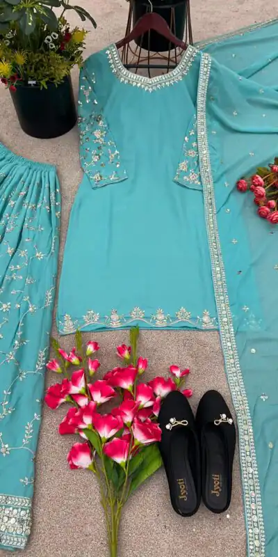 SRK 5135 Blue Color Georgette Embroidery Sequence Salwar Suit Wedding, Party, Festive, Events Expected Delivery 4-6 Working Days @ 1999/- | Jump Suits, Salwar suit, Designer Suits, Casual Suits, Creative suits, Palazzo Suits, Party Wear Suits, Patiala Suits, Straight Suits