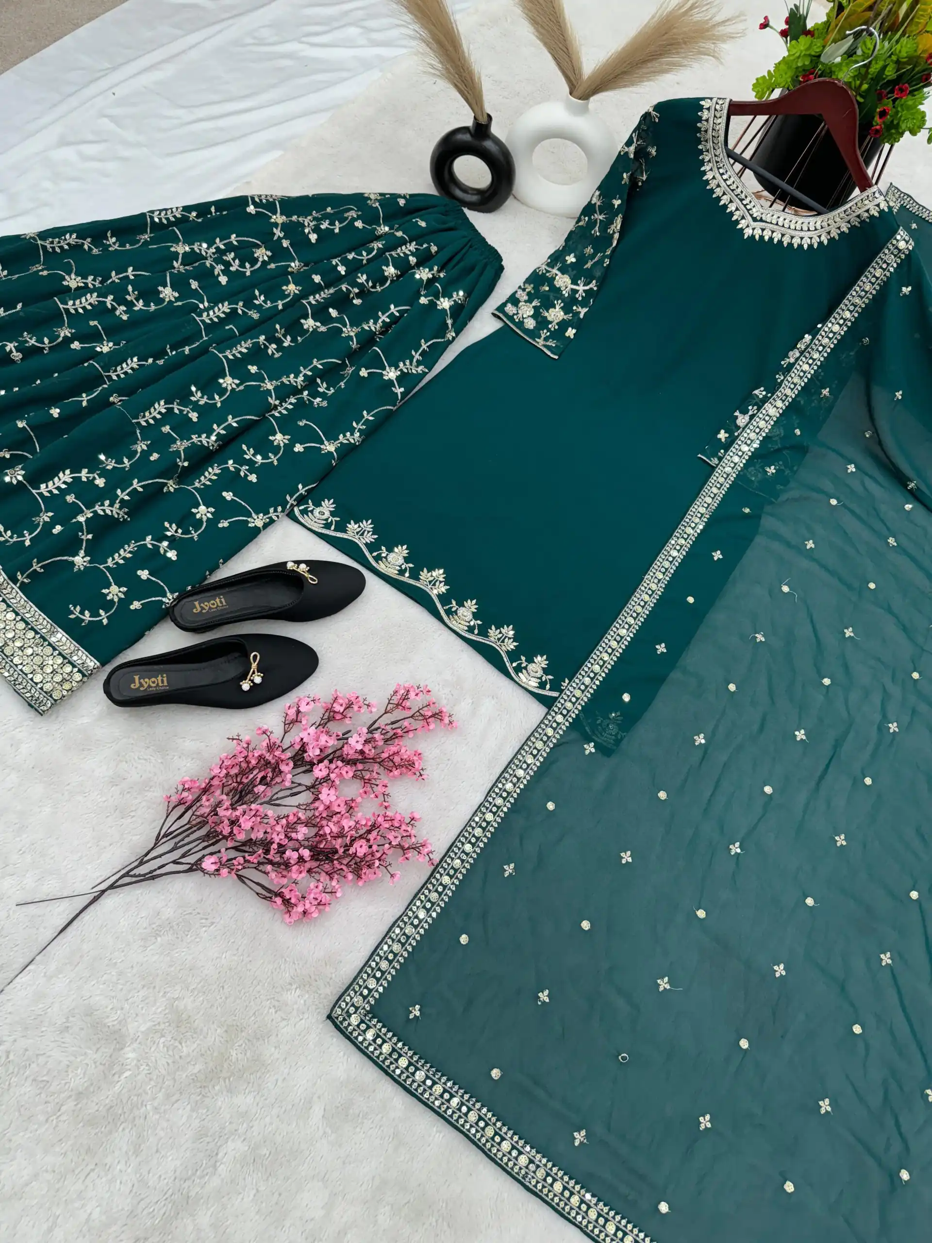 SRK 5135 Peacock Green Color Georgette Embroidery Sequence Salwar Suit Wedding, Party, Festive, Events Expected Delivery 4-6 Working Days @ 1999/- | Jump Suits, Salwar suit, Designer Suits, Casual Suits, Creative suits, Palazzo Suits, Party Wear Suits, Patiala Suits, Straight Suits