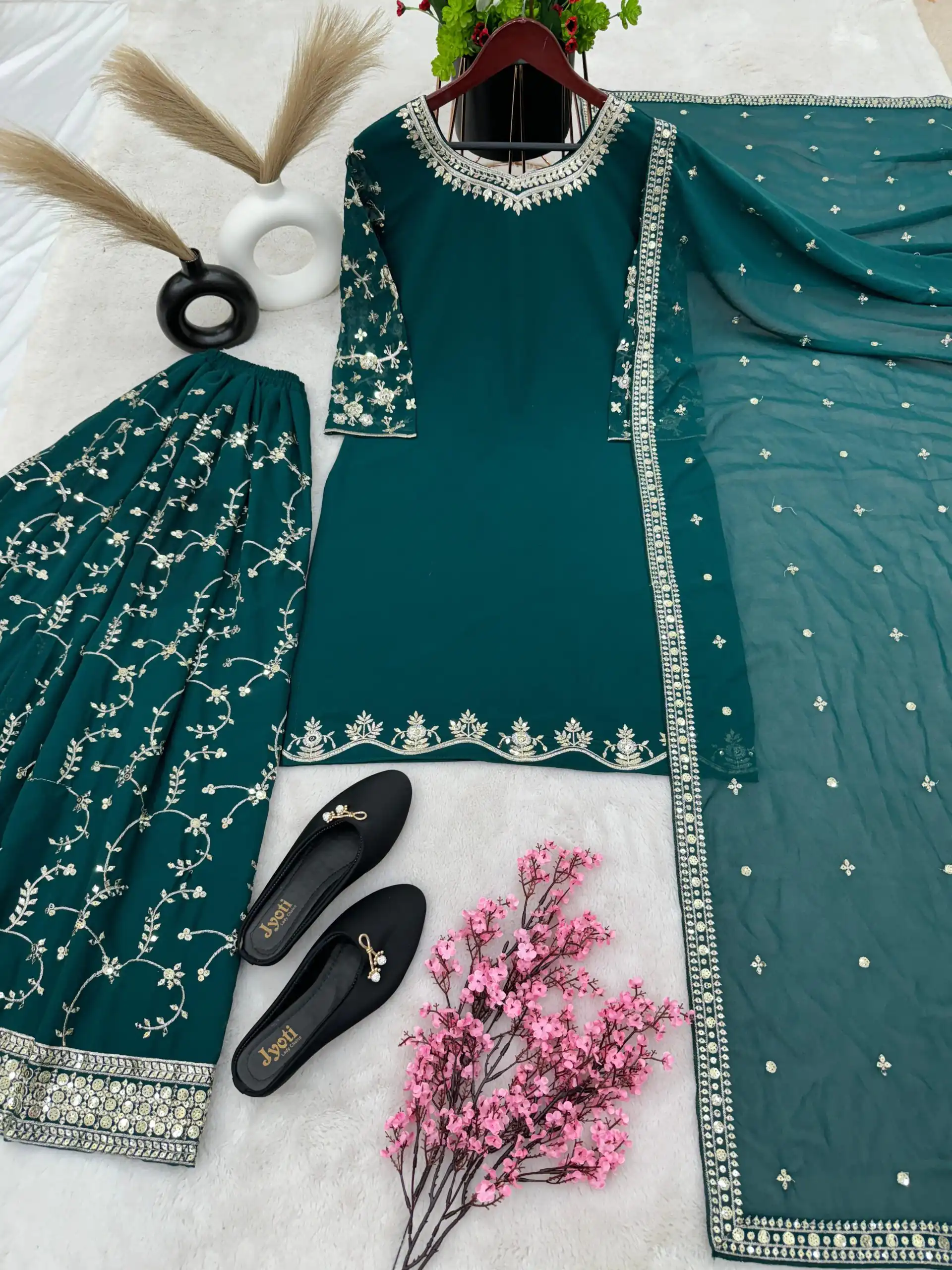 SRK 5135 Peacock Green Color Georgette Embroidery Sequence Salwar Suit Wedding, Party, Festive, Events Expected Delivery 4-6 Working Days @ 1999/- | Jump Suits, Salwar suit, Designer Suits, Casual Suits, Creative suits, Palazzo Suits, Party Wear Suits, Patiala Suits, Straight Suits