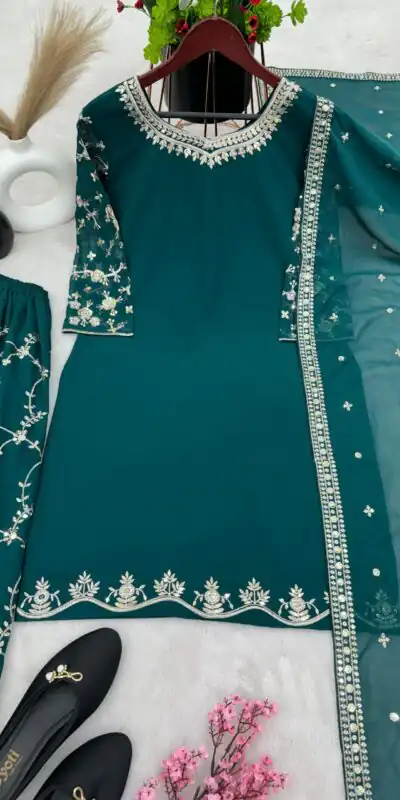 SRK 5135 Peacock Green Color Georgette Embroidery Sequence Salwar Suit Wedding, Party, Festive, Events Expected Delivery 4-6 Working Days @ 1999/- | Jump Suits, Salwar suit, Designer Suits, Casual Suits, Creative suits, Palazzo Suits, Party Wear Suits, Patiala Suits, Straight Suits