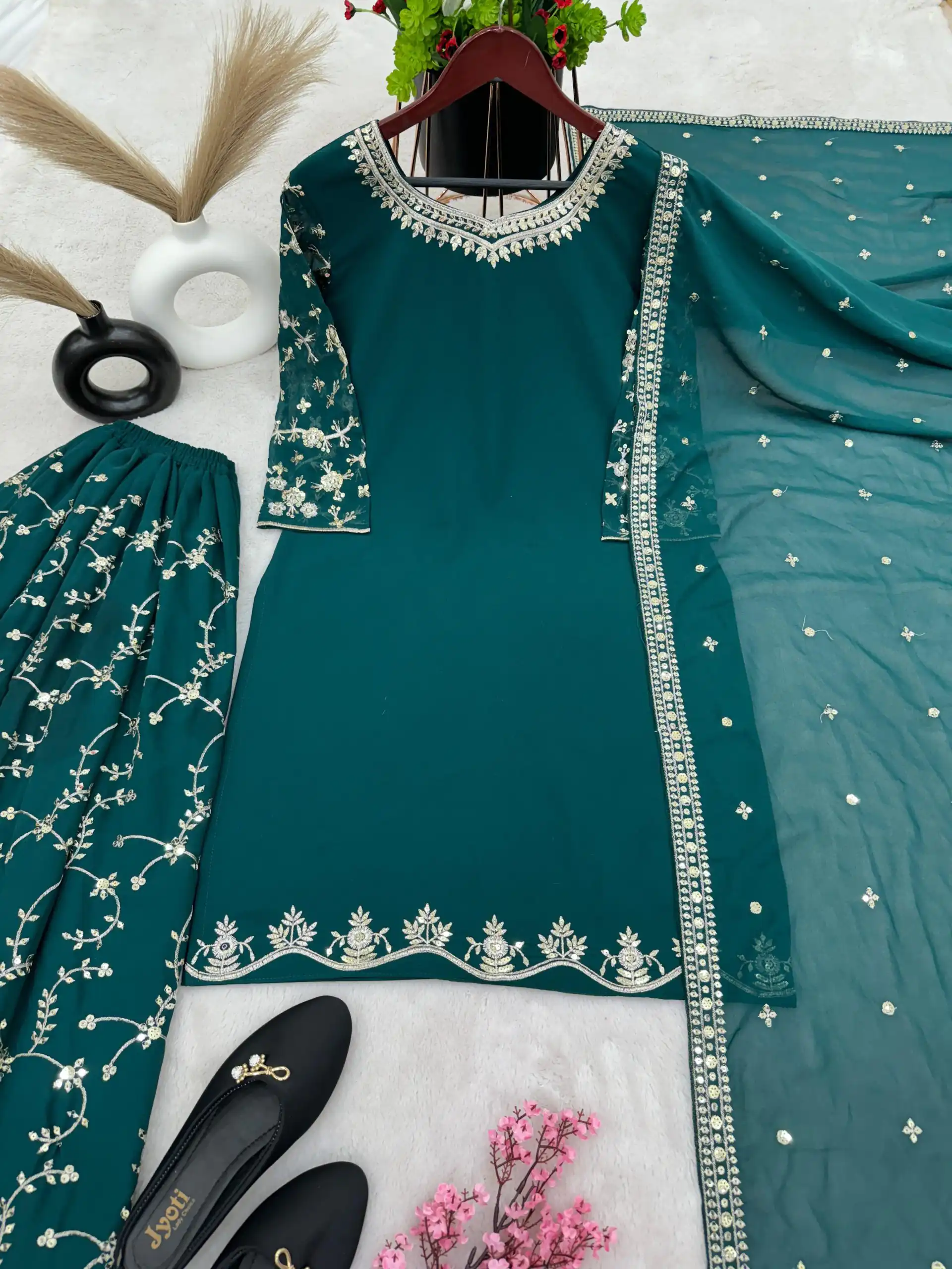 SRK 5135 Peacock Green Color Georgette Embroidery Sequence Salwar Suit Wedding, Party, Festive, Events Expected Delivery 4-6 Working Days @ 1999/- | Jump Suits, Salwar suit, Designer Suits, Casual Suits, Creative suits, Palazzo Suits, Party Wear Suits, Patiala Suits, Straight Suits