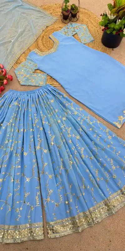 SRK 5135 Sky Blue Color Georgette Embroidery Sequence Salwar Suit Wedding, Party, Festive, Events Expected Delivery 4-6 Working Days @ 1999/- | Jump Suits, Salwar suit, Designer Suits, Casual Suits, Creative suits, Palazzo Suits, Party Wear Suits, Patiala Suits, Straight Suits