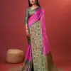 Magnificent Pink Color Pure Lichi Silk Gold Zari Weaving Saree