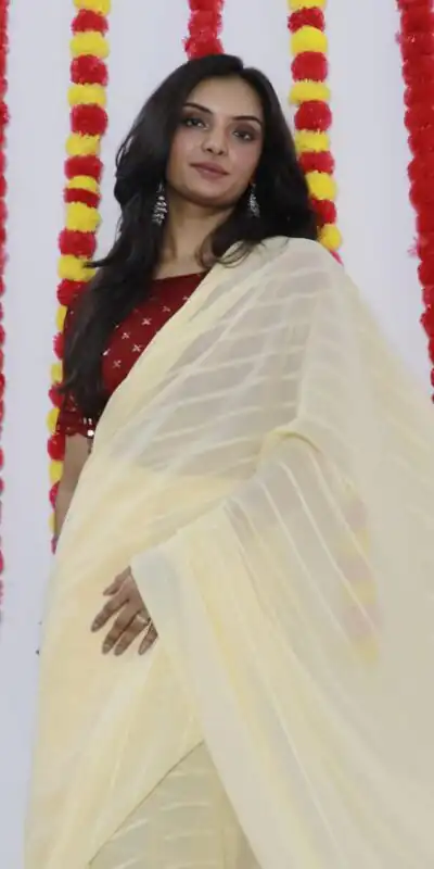 SF Chiffon Light Yellow Color Soft chiffon Woven Satin Strips Saree Casual, Wedding, Festive, Events Etc. Expected Delivery 4-6 Working Days @1749/- | Sarees, Bollywood Sarees, Creative Sarees, Designer Sarees, Embroidered Sarees, Ethnic Saree, Modern Digital sarees, Party Wear Sarees