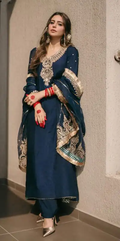 SRK 5153 Navy Blue Color Pure Chinnon Silk Embroidery Sequence Salwar Suit Wedding, Party, Festive, Events Expected Delivery 4-6 Working Days @ 1899/- | Jump Suits, Salwar suit, Designer Suits, Casual Suits, Creative suits, Palazzo Suits, Party Wear Suits, Patiala Suits, Straight Suits
