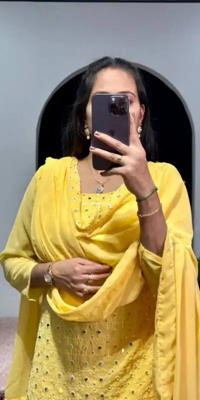 ST 1045 Yellow Color Faux Georgette Embroidery Work Kurti Casual, Wedding, Party, Festive, Events Etc. Expected Delivery 4-6 Working Days @1899/- | Kurti, Bollywood Kurti, Creative Kurtis, Designer Kurti, Party Wear Kurti, Selfie Kurti