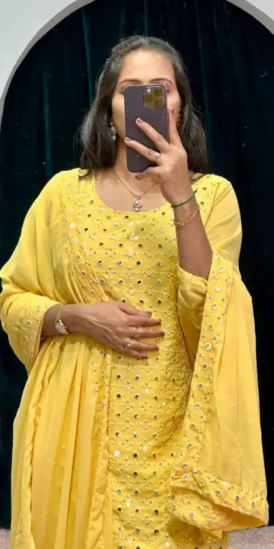 ST 1045 Yellow Color Faux Georgette Embroidery Work Kurti Casual, Wedding, Party, Festive, Events Etc. Expected Delivery 4-6 Working Days @1899/- | Kurti, Bollywood Kurti, Creative Kurtis, Designer Kurti, Party Wear Kurti, Selfie Kurti