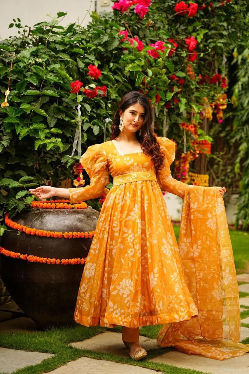 MF Yellow Belt Color Tabby Organza Work Sharara Suit Heavy Embroidery Work Wedding, Party, Festive, Events Etc. Expected 4-6 Working Days @1699/- | Jump Suits, Salwar suit, Designer Suits, Casual Suits, Creative suits, Palazzo Suits, Party Wear Suits, Patiala Suits, Straight Suits