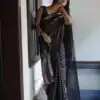 Musical Silver Black 2 Color Soft Lichi Silk Ordinary Design Saree