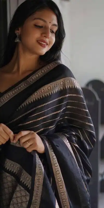 DDF Silver Black 2 Color Soft Lichi Silk Ordinary Design Saree Casual, Party Wear, Events, Festivals Wear Etc. Expected Delivery 4-6 Working Days 1399/- | Sarees, Bollywood Sarees, Creative Sarees, Designer Sarees, Embroidered Sarees, Ethnic Saree, Modern Digital sarees, Party Wear Sarees