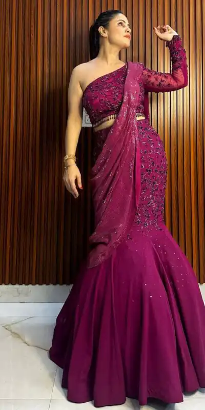 RTC 6467 Wine Color Foix Georgette Thread With Sequence Lehenga Saree Wedding, Party, Festive, Events Etc.   Expected Delivery 4-6 Working Days @2299/- | Lehenga, Bollywood Lehenga, Creative Lehenga, Designer Lehenga, Embroidered Lehenga, Party Wear Lehenga