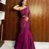 New Model Wine Georgette Thread Sequence Lehenga Saree