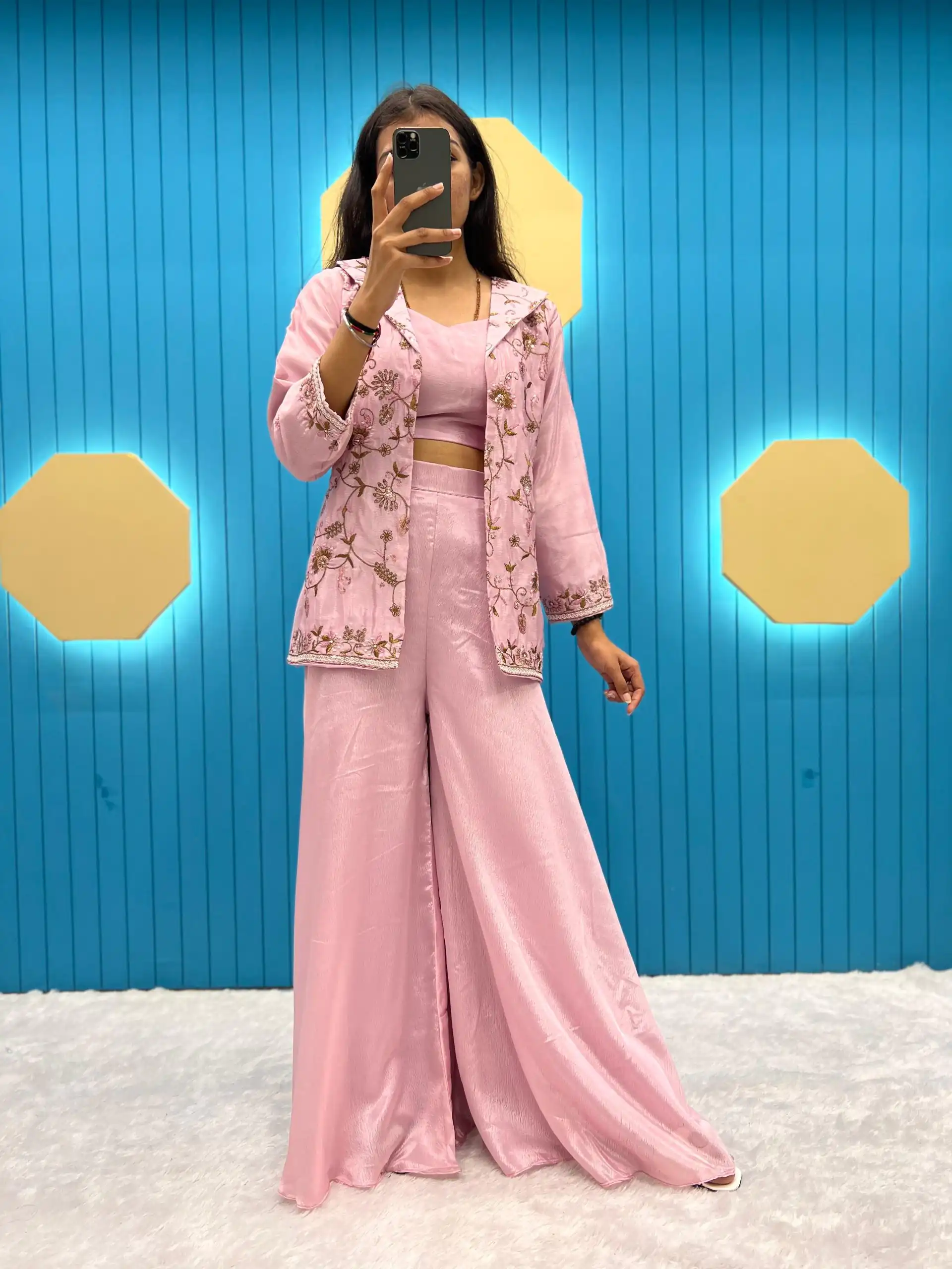  LG 1798 Baby Pink Color Fiona Silk Koti / Blazer Sequence Embroidery Salwar Suit Casual, Wedding, Festive, Events Expected Delivery 4-6 Working Days @1949/- | Jump Suits, Salwar suit, Designer Suits, Casual Suits, Creative suits, Palazzo Suits, Party Wear Suits, Patiala Suits, Straight Suits