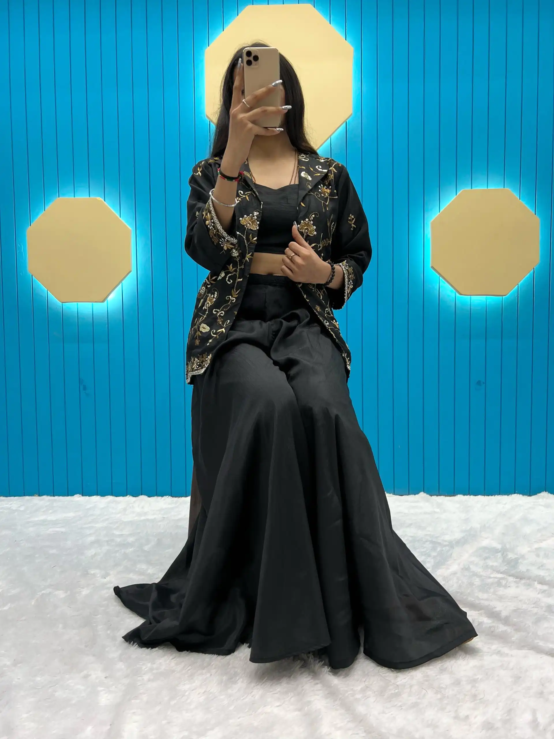  LG 1798 Black Color Fiona Silk Koti / Blazer Sequence Embroidery Salwar Suit Casual, Wedding, Festive, Events Etc. Expected Delivery 4-6 Working Days @1949/ | Jump Suits, Salwar suit, Designer Suits, Casual Suits, Creative suits, Palazzo Suits, Party Wear Suits, Patiala Suits, Straight Suits