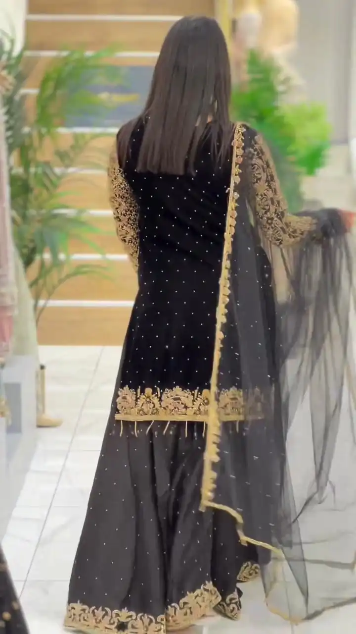 LG 1818 Black Color Georgette Cording Sequence Embroidery Salwar Suit Casual, Wedding, Festive, Events Expected Delivery 4-6 Working Days @2049/- | Jump Suits, Salwar suit, Designer Suits, Casual Suits, Creative suits, Palazzo Suits, Party Wear Suits, Patiala Suits, Straight Suits