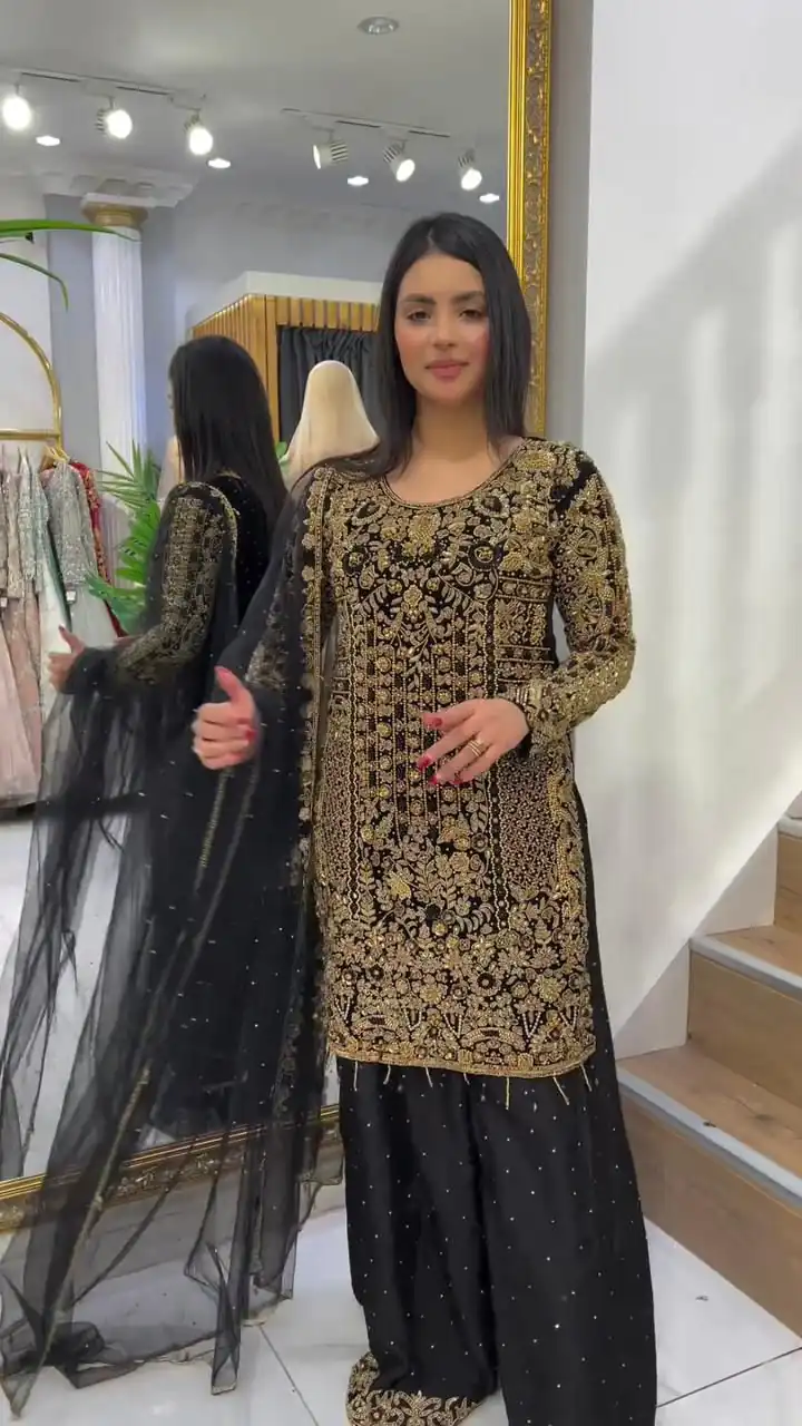 LG 1818 Black Color Georgette Cording Sequence Embroidery Salwar Suit Casual, Wedding, Festive, Events Expected Delivery 4-6 Working Days @2049/- | Jump Suits, Salwar suit, Designer Suits, Casual Suits, Creative suits, Palazzo Suits, Party Wear Suits, Patiala Suits, Straight Suits