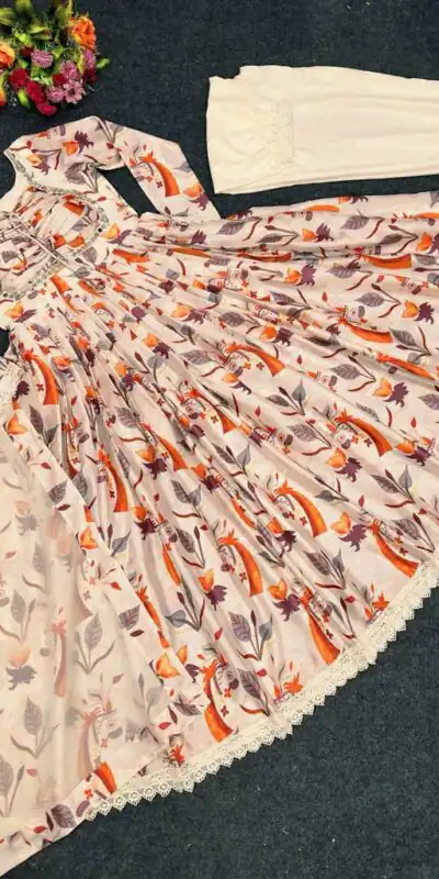  RTC 5616 Cream Color Chinon silk Digital Print real Mirror Work Kurti Casual, Wedding, Party, Festive, Events Etc. Expected Delivery 4-6 Working Days @1899/ | Kurti, Bollywood Kurti, Creative Kurtis, Designer Kurti, Party Wear Kurti, Selfie Kurti